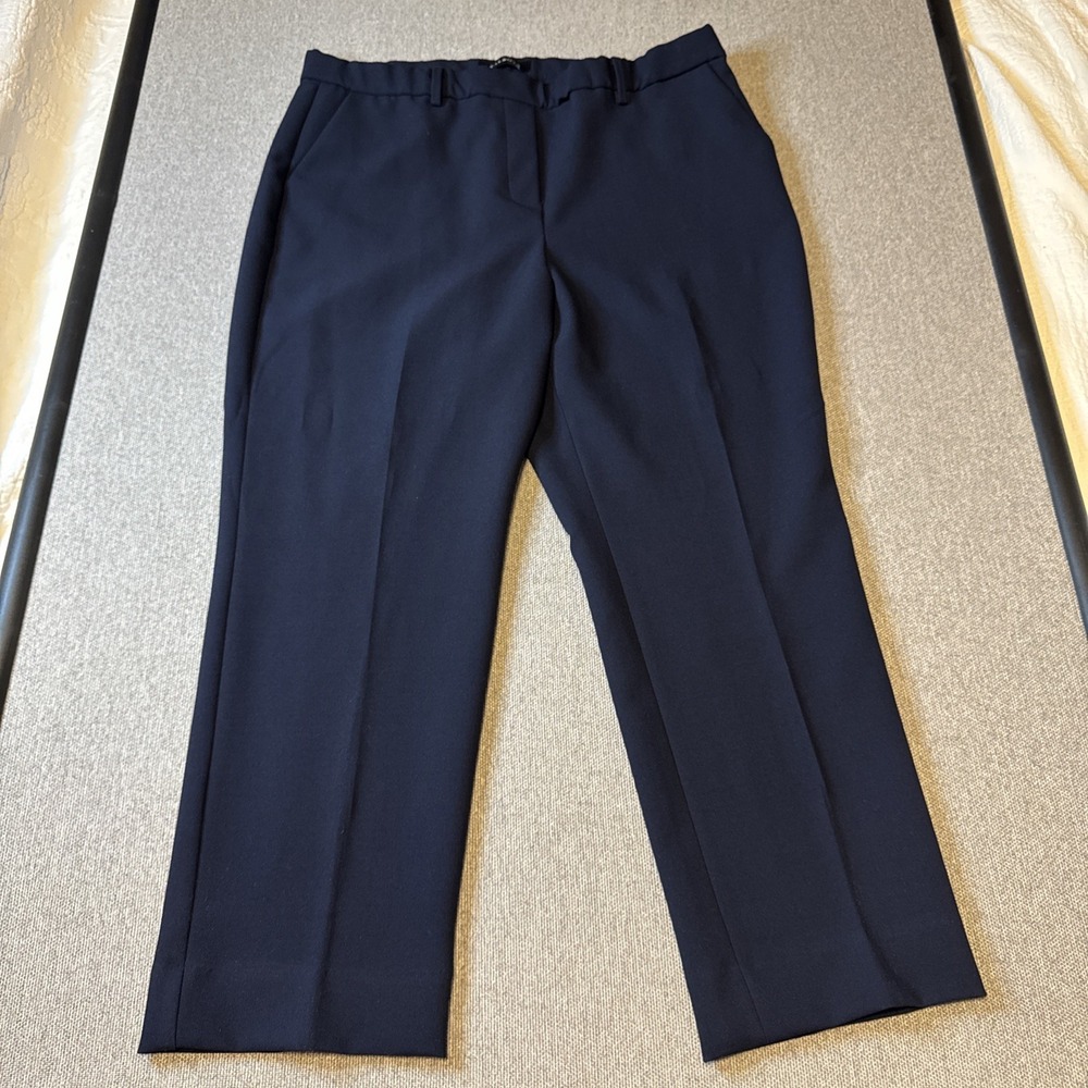 Talbots Women's 16P Navy Flat Front Slash Pocket Straight Leg Dress Pants‎
